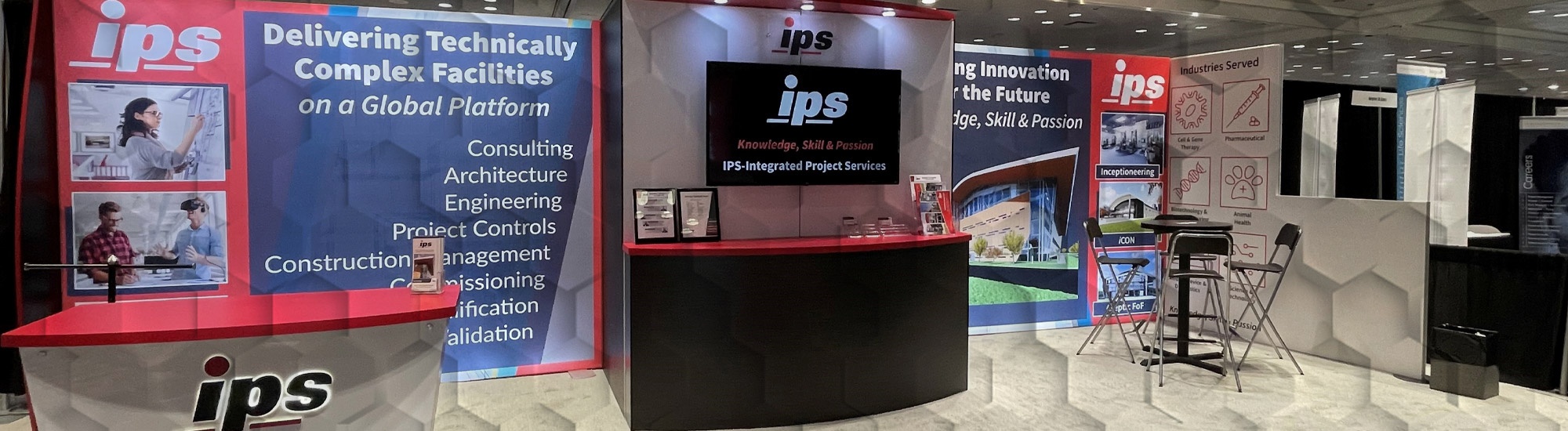 IPS-Integrated Project Services booth on the INTERPHEX show floor